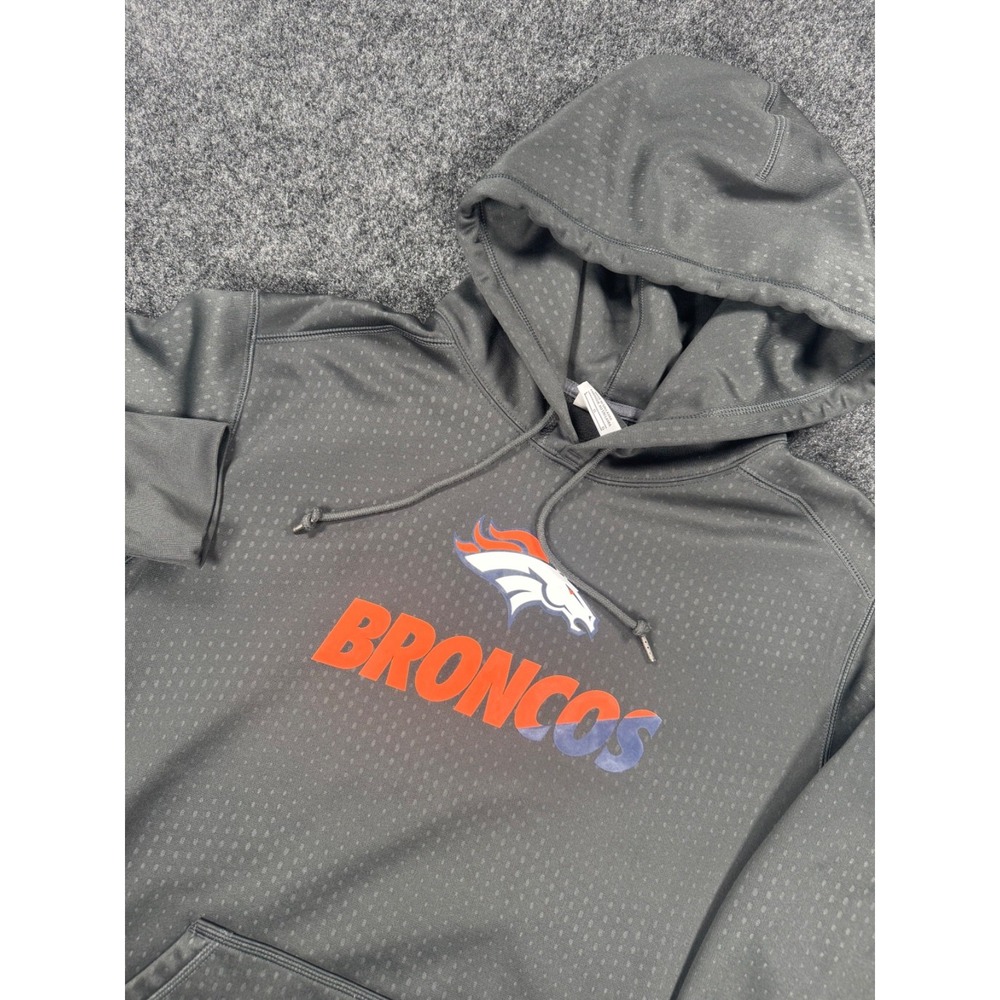 Nike Denver Broncos Therma-FIT Hoodie Mens L NFL On Field Apparel Gray Pullover